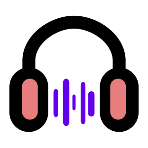 Audo logo - headphones with sound waves