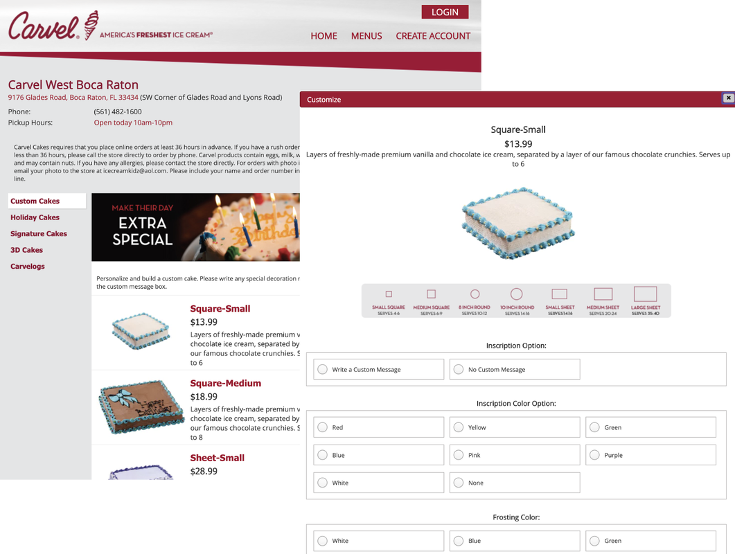 The existing Olo ordering platform showing dense form-based customization