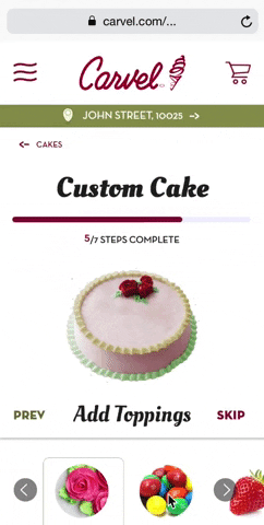 Adding toppings with visual feedback